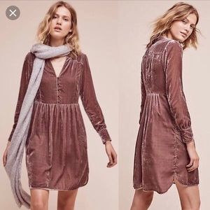 Anthro Holding Horses brown crushed velvet dress